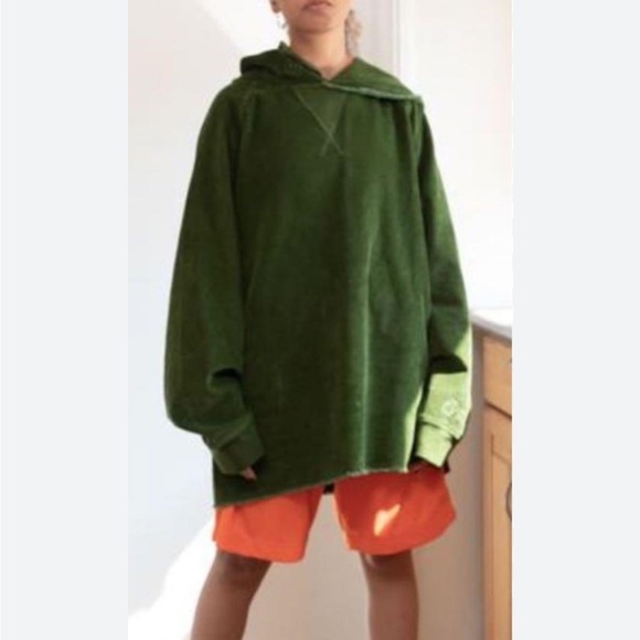 DREW Corduroy Army Green Hoodie - Picture 2 of 9